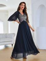  Dusty Blue Contrast Sequin Glamorous Weddings  Events 5839