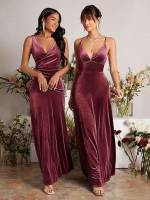 Glamorous Plain Regular Fit Maxi Women Wedding Party Wear 59