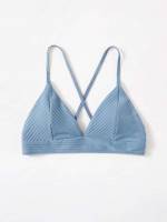 Spaghetti Strap Cute Dusty Blue Women Clothing 4639