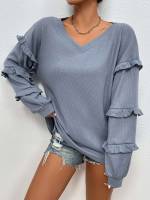 Regular Fit Elegant Dusty Blue Regular Women T-Shirts 221