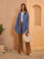 Regular Fit Casual Dusty Blue Women Outerwear 804