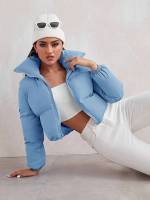  Dusty Blue Crop Plain Women Clothing 316