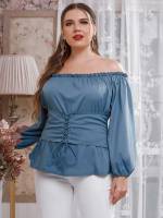 Plain Regular Fit Elegant Plus Size Tops 4799