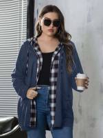  Casual Dusty Blue Plus Size Outerwears 2776