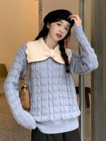  Long Sleeve Dusty Blue Casual Women Sweaters 1087