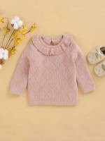 Regular Long Sleeve Plain Baby Knitwear 9915