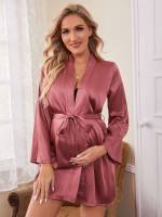 Belted Long Sleeve Plain Baby  Mom 9672