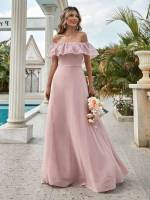 Romantic Off the Shoulder Short Sleeve Weddings  Events 1175