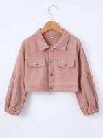 Regular Fit Long Sleeve Crop Plain Girls Jackets 7405