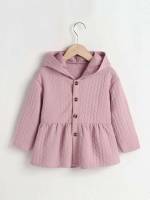  Hooded Casual Dusty Pink Toddler Girls Clothing 6355