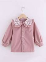 Regular Fit Long Sleeve Casual Plain Toddler Girls Clothing 2109