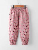 Polka Dot Dusty Pink Casual Regular Fit Toddler Girls Bottoms 5082