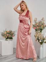 Glamorous Sleeveless Dusty Pink Plus Size Bridesmaid Dresses 8969