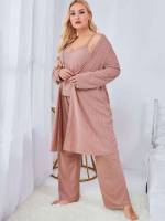  Long Sleeve Belted Women Plus Sleep  Lounge 6781