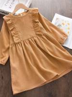 Ruffle Short Cute Long Sleeve Toddler Girl Dresses 293