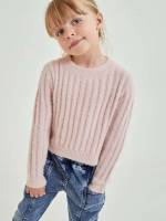 Casual Long Sleeve Round Neck Regular Fit Toddler Girls Clothing 7357