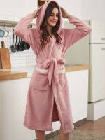 Plain Hooded Cute Women Sleep  Lounge 9499