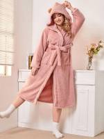 Hooded Cute Belted Underwear  Sleepwear 7990