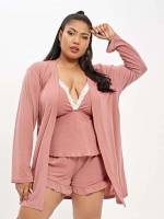 Sleeveless Dusty Pink Casual Women Plus Sleep  Lounge 3143