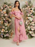 Dusty Pink Short Sleeve Regular Fit Maxi Weddings  Events 2987