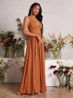 Maxi Regular Fit Dusty Pink Plain Women Wedding Party Wear 6669