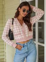 Regular Fit Dusty Pink Crop Casual Women Knitwear 4773