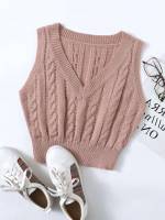 Crop Casual V neck Women Sweater Vests 953