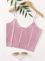 Spaghetti Strap Slim Fit Dusty Pink Women Clothing 3151