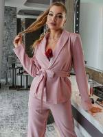  Regular Fit Dusty Pink Long Sleeve Women Suits 7550