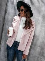 Zipper Plain Dusty Pink Women Outerwear 3672