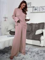  Dusty Pink Regular Fit Women Sweater Co-ords 8557