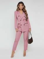  Lapel Button Front Long Sleeve Women Clothing 3747