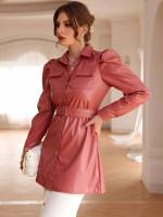 Elegant Plain Collar Long Sleeve Women Clothing 2742