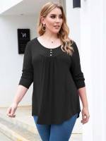 Long Scoop Neck Casual Regular Fit Women Plus Clothing 4464