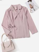 Dusty Pink Casual Regular Fit Plus Size Blazers 5191