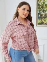 Casual Long Sleeve Collar Plus Size Blouses 9186