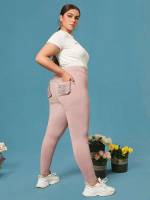  Pocket Dusty Pink Plus Size Bottoms 445