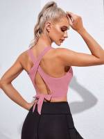  Sleeveless Crop Plain Women Sports Tees  Tanks 509