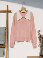  Long Sleeve Casual Collar Women Knitwear 6157