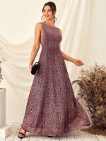 Glamorous Round Neck Floral Contrast Mesh Bridesmaid Dresses 2992