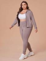  Long Sleeve Zipper Plus Size Sports Sets 9597