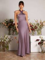 Plain Halter Regular Fit Weddings  Events 3190