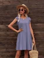  Regular Fit Cap Sleeve Cute Women Dresses 601