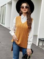 Plain Casual Regular Fit Women Sweater Vests 9105