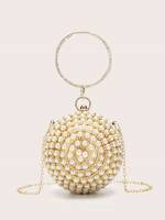 Pearls Plain Glamorous Women Evening  Clutch 8076