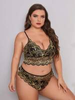 Gold Romantic Floral Underwear  Sleepwear 3601