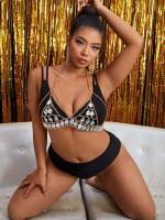  Rhinestone Gold Plus Size Lingerie Accessories 8204