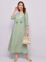  Three Quarter Length Sleeve Green Button Wedding  Special 899