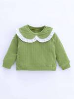 Regular Cute Ruffle Hem Green Baby Clothing 7646