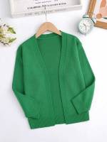  Plain Regular Fit Green Girls Cardigans 1658